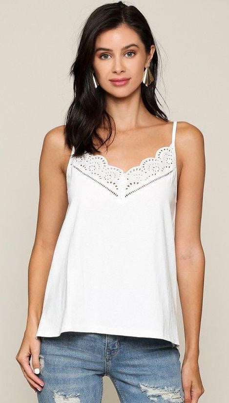 Eyelet Lace Cami White