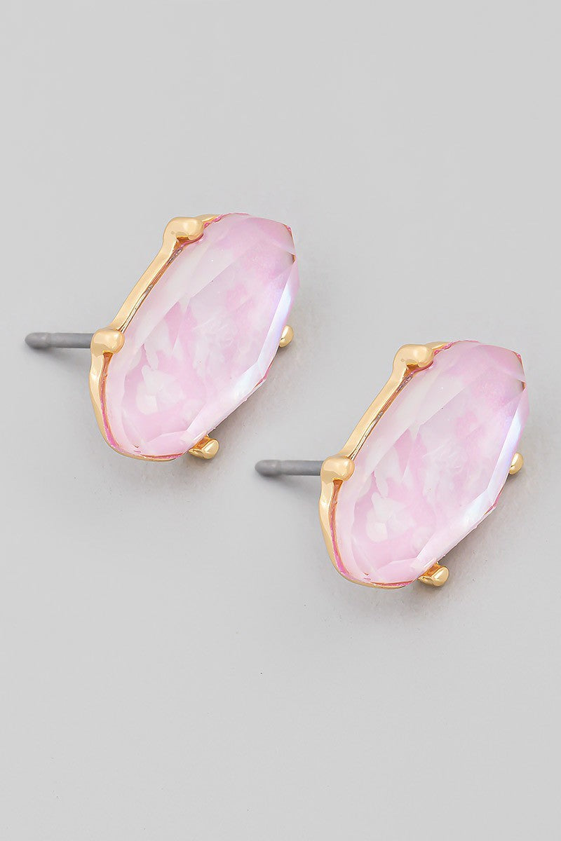 UBS038 Oval Studs Pink