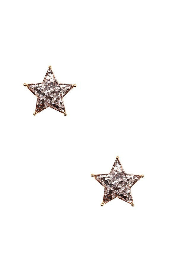 UBS027 Glitter Star Studs Rose Gold