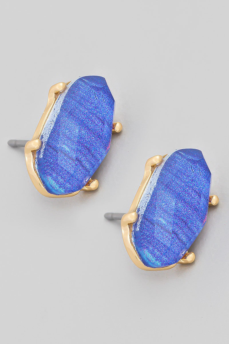 UBS038 Oval Studs Cobalt