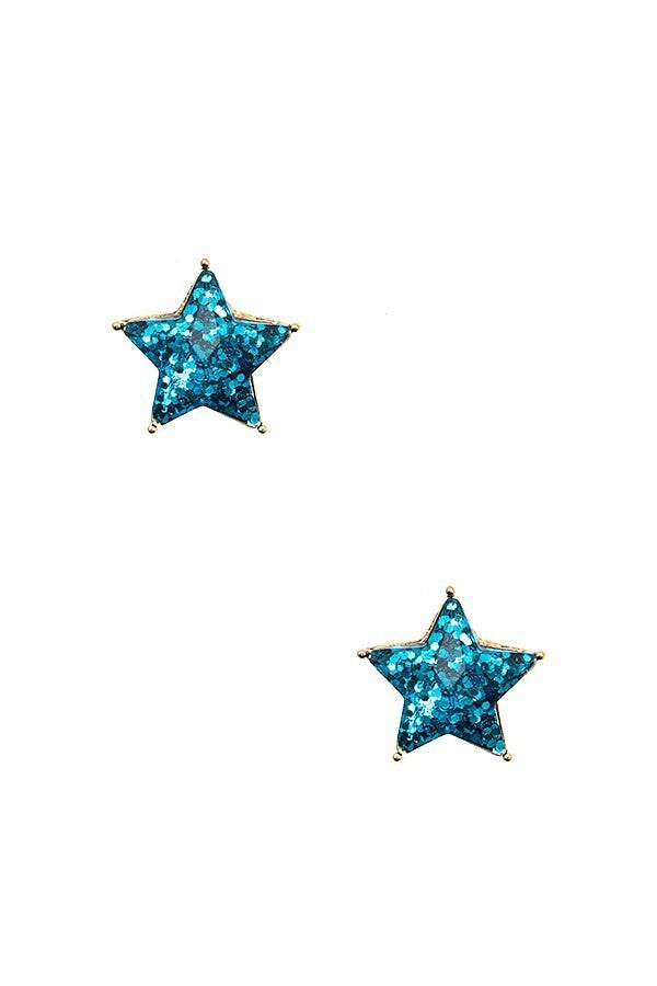 UBS027 Glitter Star Studs Aqua