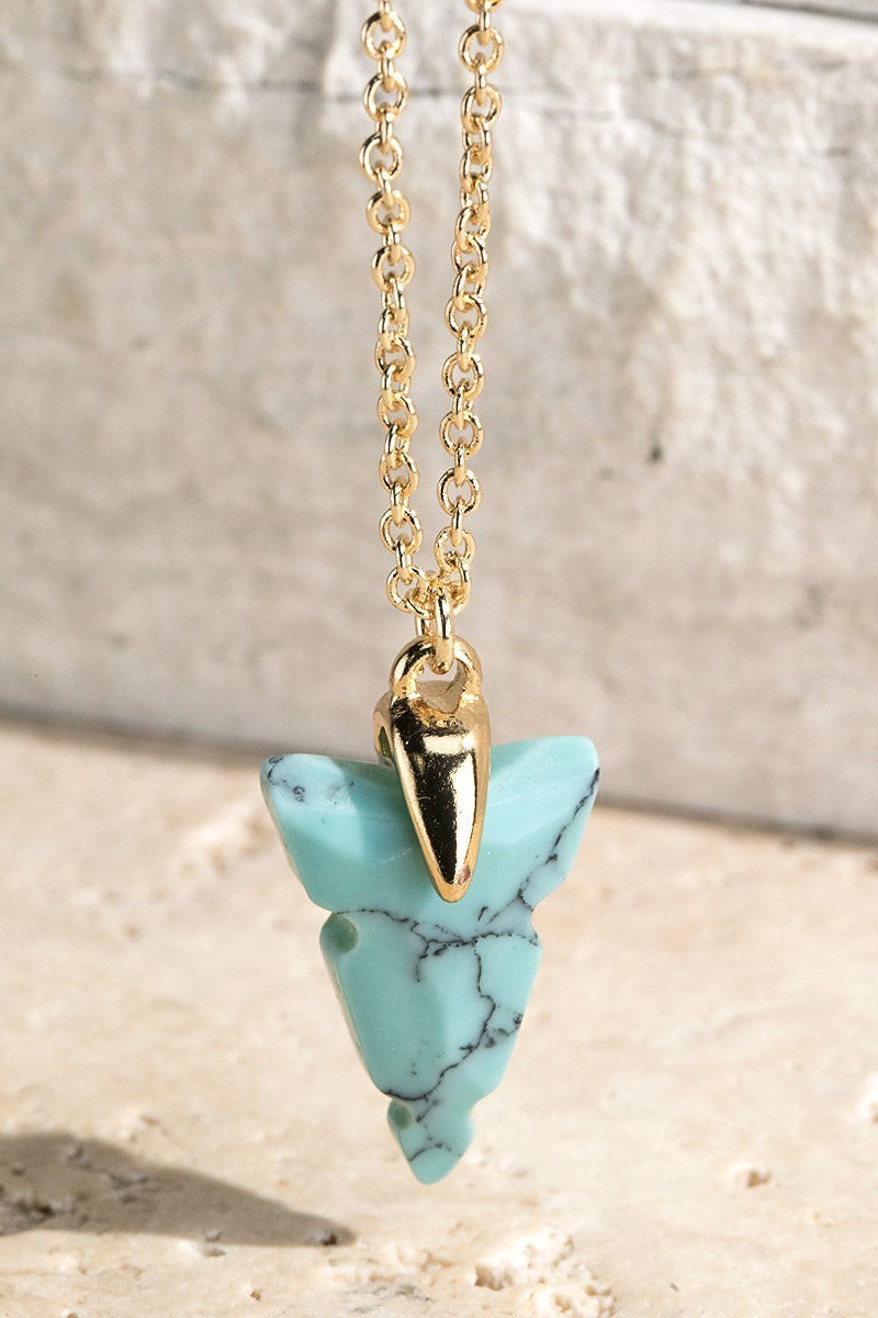FMN086 Natural Stone Arrowhead Necklace Turquoise