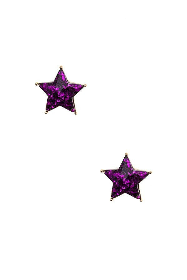 UBS027 Glitter Star Studs Purple