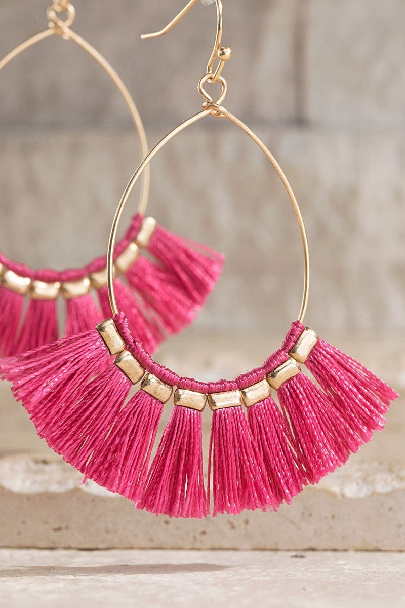 FME217 Tear Drop Tassel Fuchsia