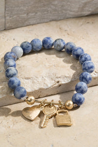 FMB034 Heart Lock Key Sodalite