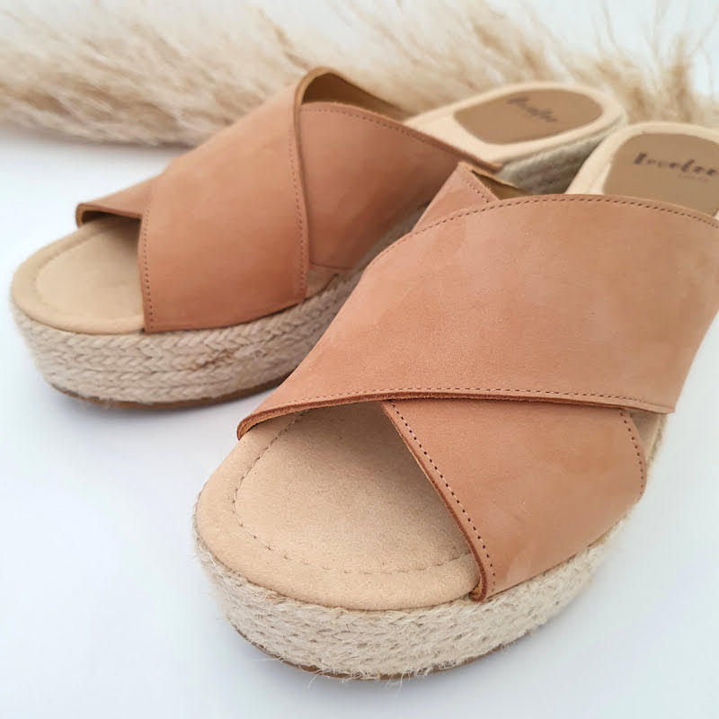 Lovelee Espadrille Peep Toe Wedge Tan