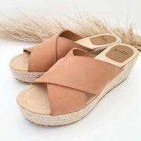 Lovelee Espadrille Peep Toe Wedge Tan