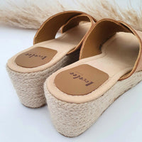 Lovelee Espadrille Peep Toe Wedge Tan